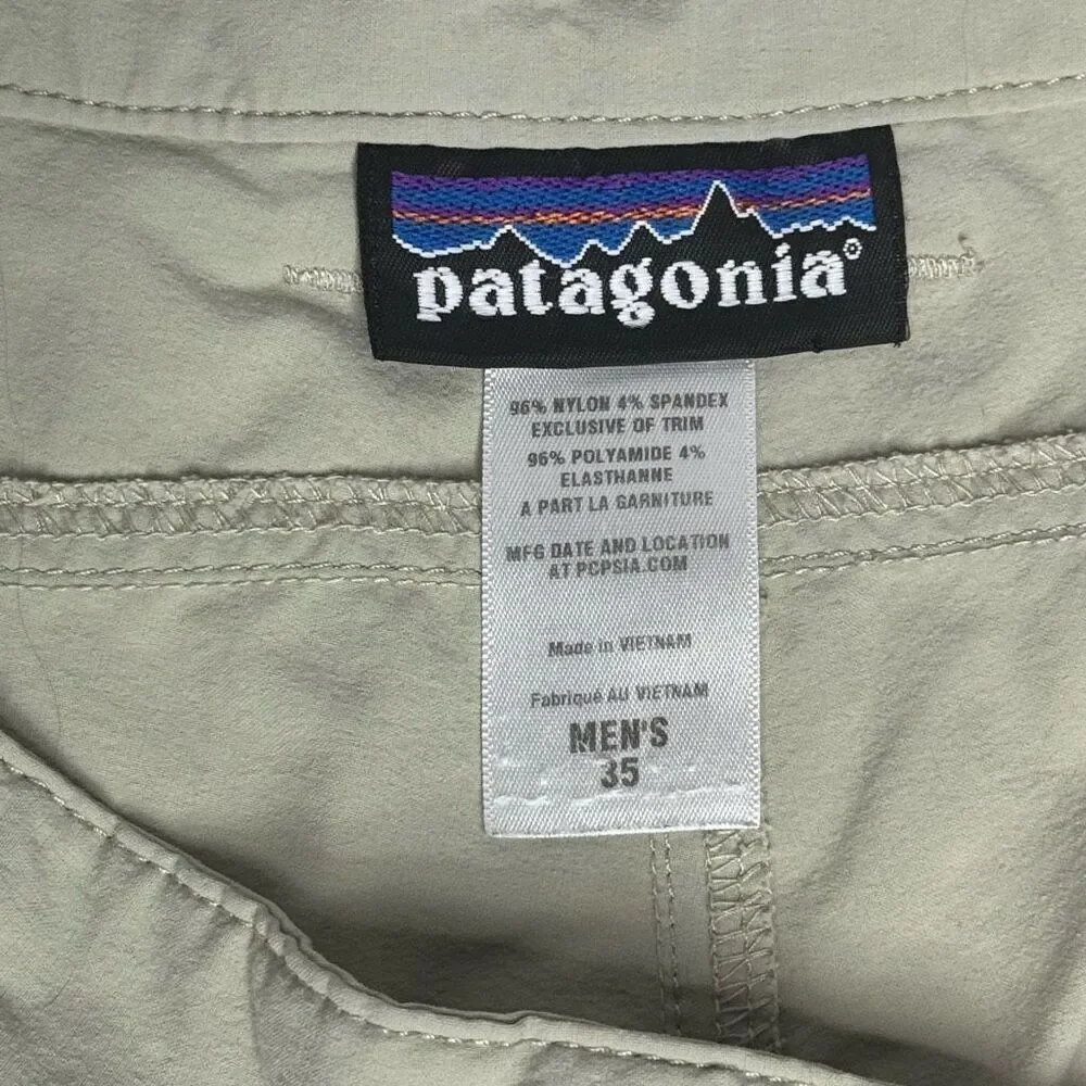 Patagonia khaki lightweight quick dry hiking shorts size 35 - Picture 3 of 12